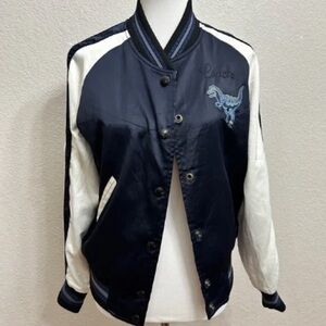 Coach Navy and White Embroidered Jacket